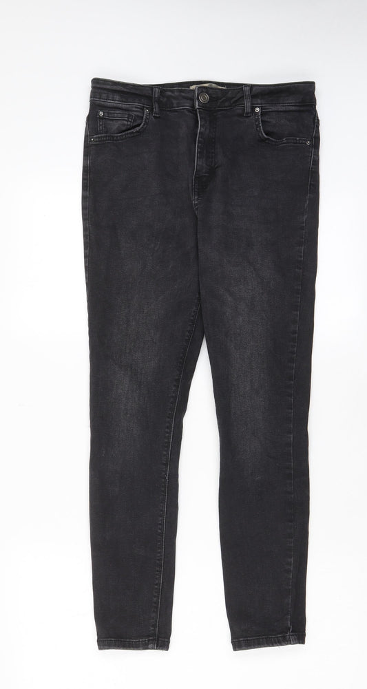 Denim & Co. Womens Grey Cotton Skinny Jeans Size 14 L25 in Regular Zip - Pockets