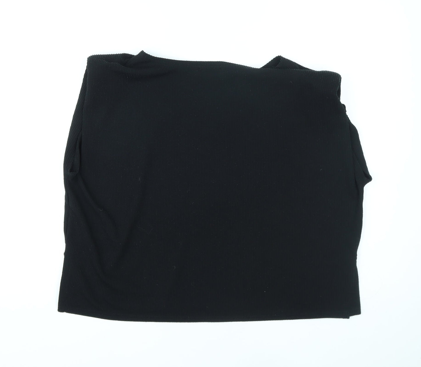 Misspap Womens Black Polyester Basic Tank Size M Round Neck - Shoulder Pads