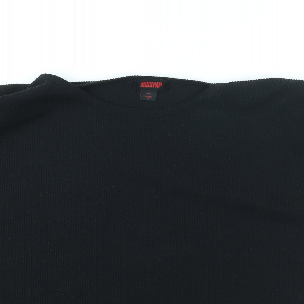 Misspap Womens Black Polyester Basic Tank Size M Round Neck - Shoulder Pads