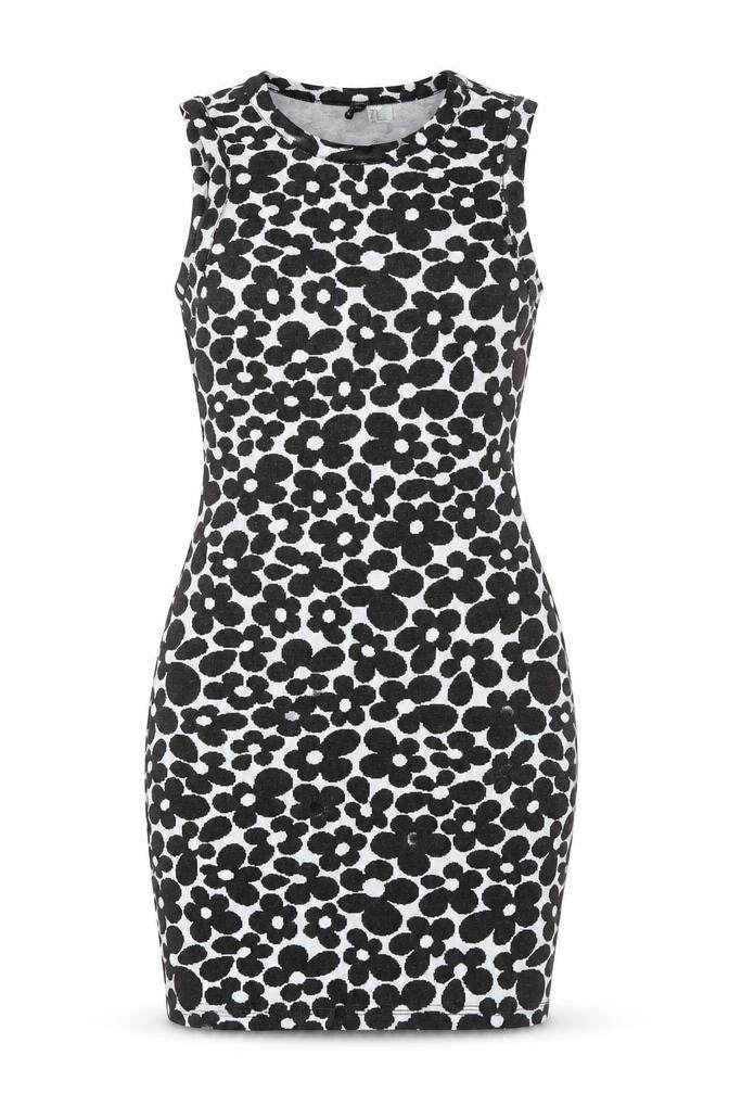Divided by H&M Womens Black Floral Polyester Bodycon Size M Round Neck Pullover