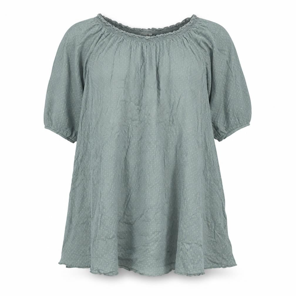 Seasons Womens Grey Polka Dot Cotton A-Line Size L Round Neck Pullover