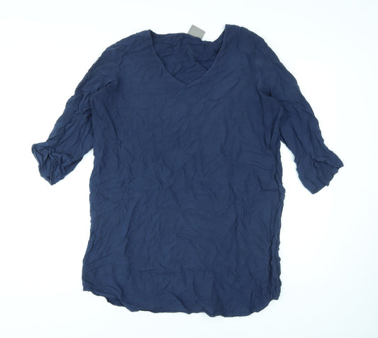 VERO MODA Womens Black Viscose Basic Blouse Size XL V-Neck
