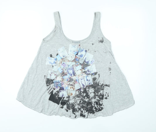 NMG Jeans Womens Grey Polyester Basic Tank Size S Scoop Neck - Photo Prints