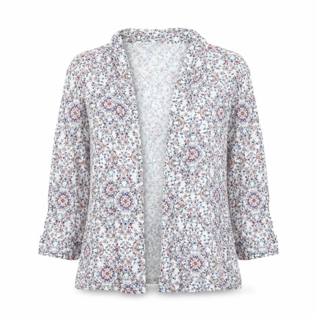 New Look Womens White V-Neck Floral Viscose Cardigan Jumper Size 12