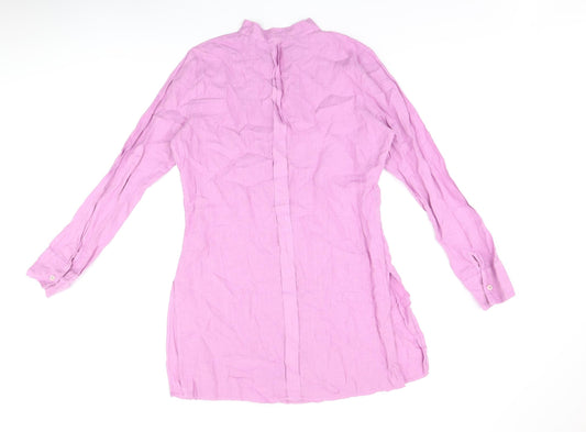 United Colors of Benetton Womens Purple Polyester Tunic T-Shirt Size M Round Neck - Pleated