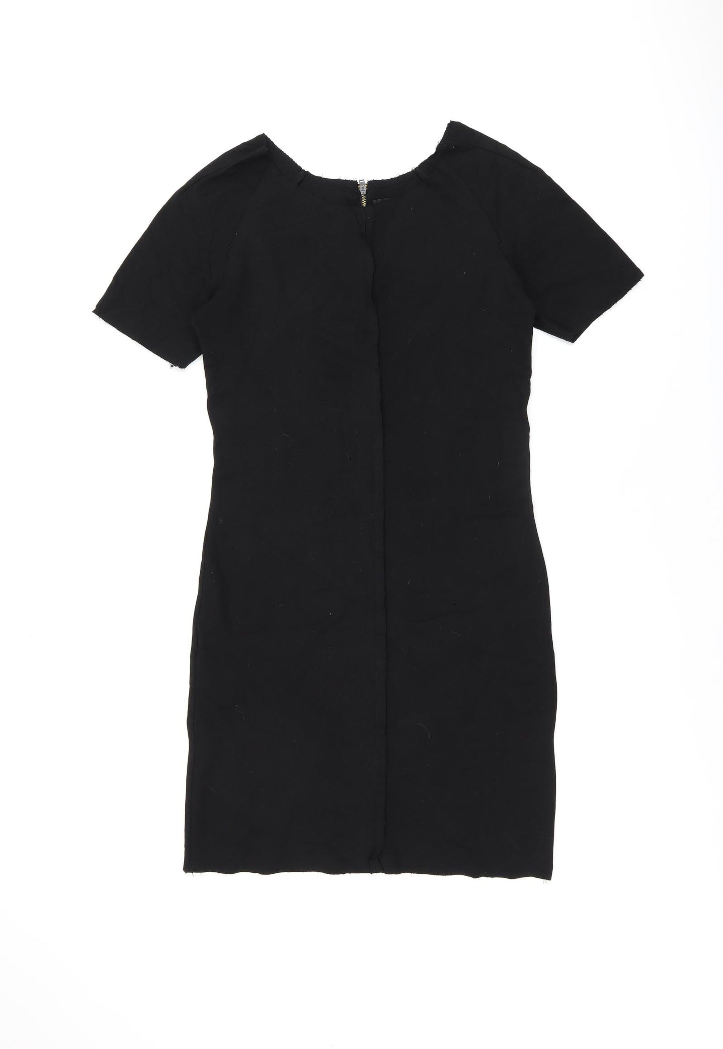 Zara Womens Black Polyester Bodycon Size M Boat Neck Zip