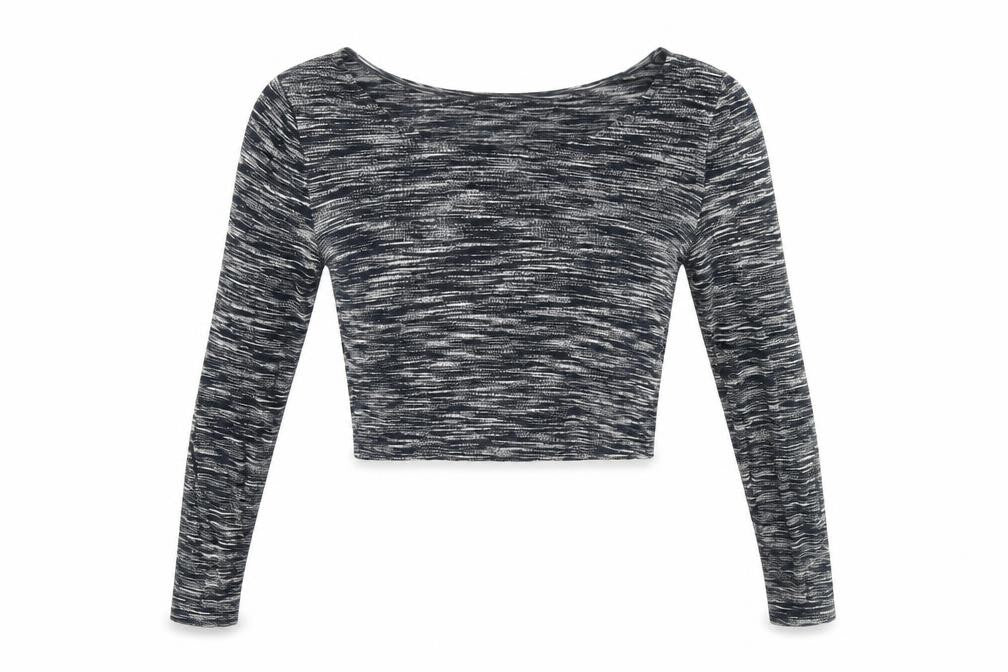 H&M Womens Black Geometric Viscose Cropped T-Shirt Size S Scoop Neck