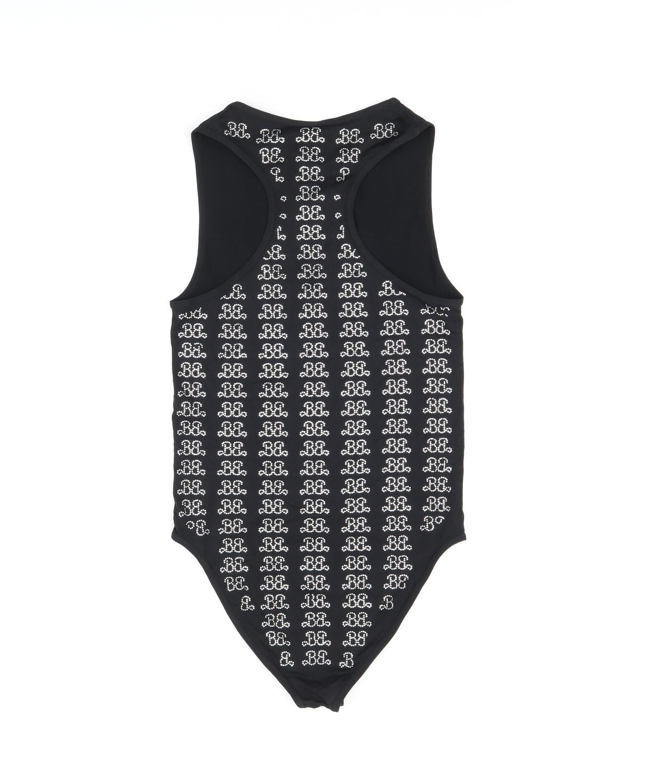 Zara Womens Black Geometric Polyamide Playsuit One-Piece Size XS Snap - Barbie