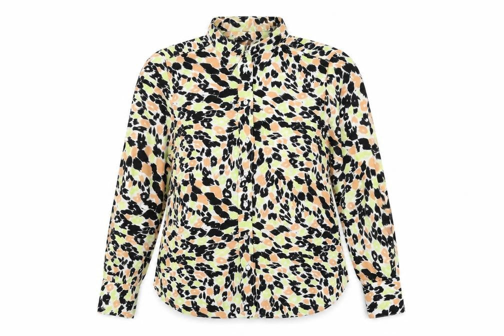 Marks and Spencer Womens Multicoloured Animal Print Polyester Basic Button-Up Size 14 Collared
