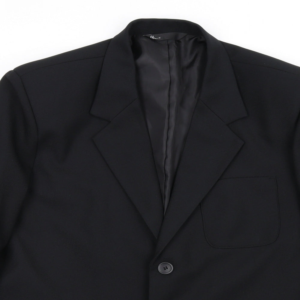 BHS Mens Black Polyester Jacket Blazer Size 40 Regular