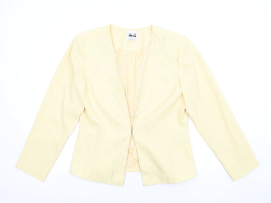 Leslie Fay Womens Yellow Jacket Size 14 Hook & Eye - Beaded Neckline