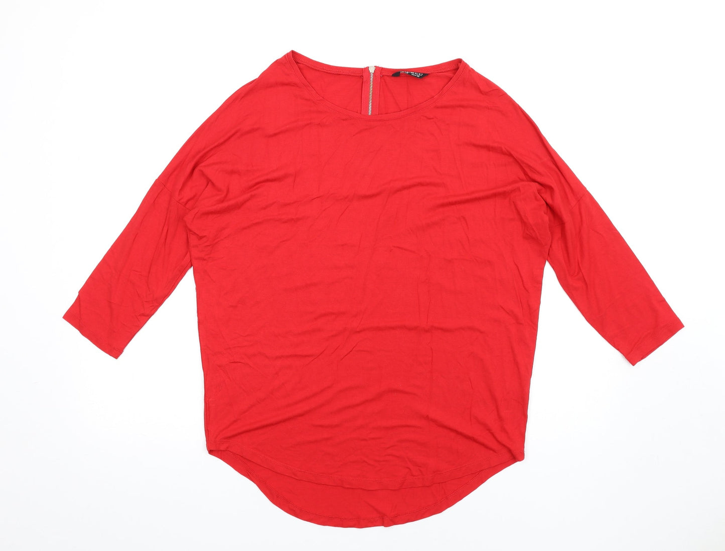 Select Womens Red Viscose Basic T-Shirt Size 12 Scoop Neck