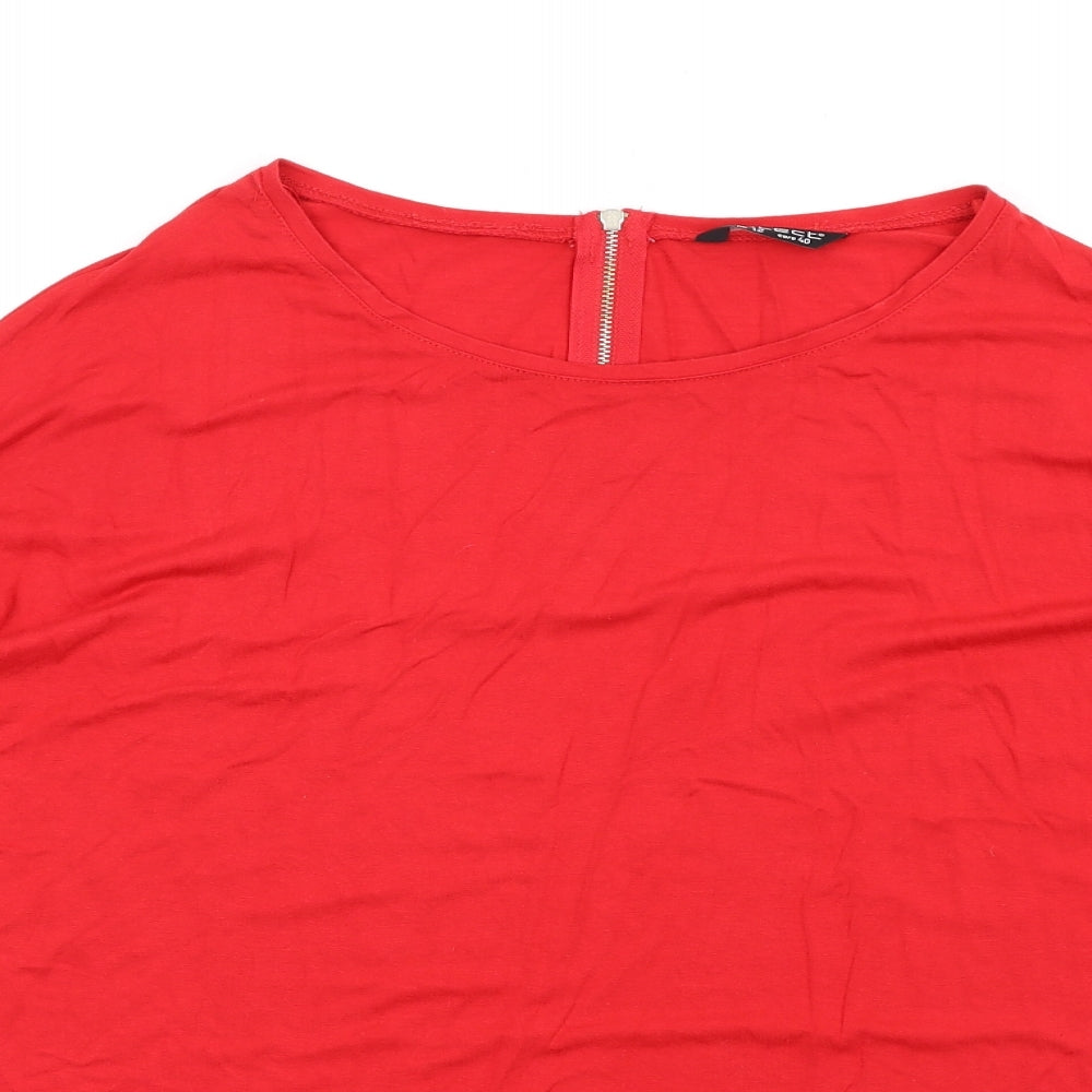Select Womens Red Viscose Basic T-Shirt Size 12 Scoop Neck