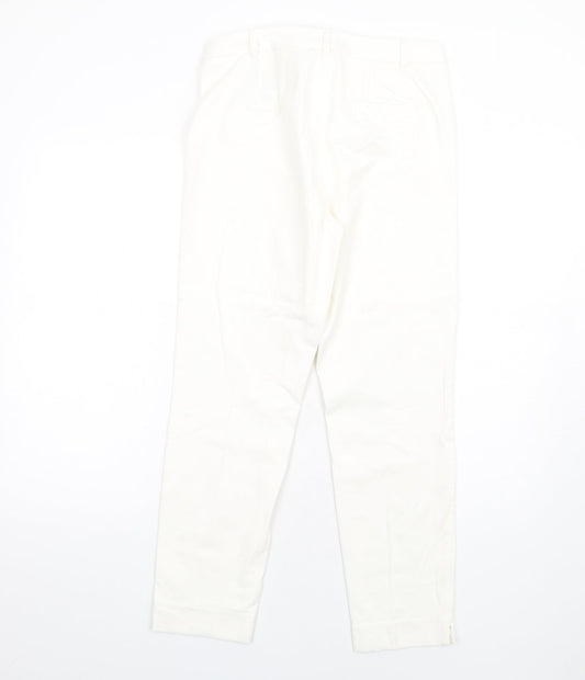 Marks and Spencer Womens White Polyester Tapered Jeans Size 10 L28 in Slim Zip