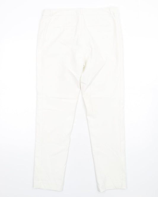 Episode Womens White Polyester Trousers Size 10 L30 in Regular Zip