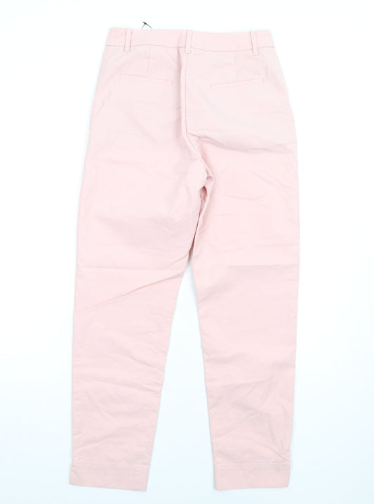 Marks and Spencer Womens Pink Cotton Trousers Size 6 L28 in Regular Zip