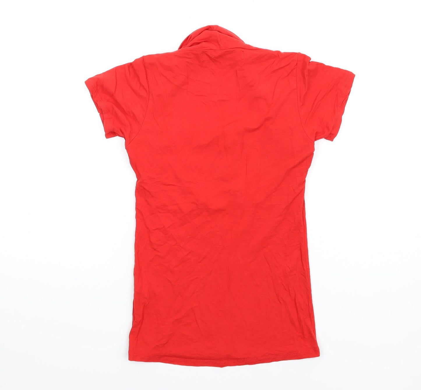 Zara Womens Red Viscose Basic T-Shirt Size M Square Neck