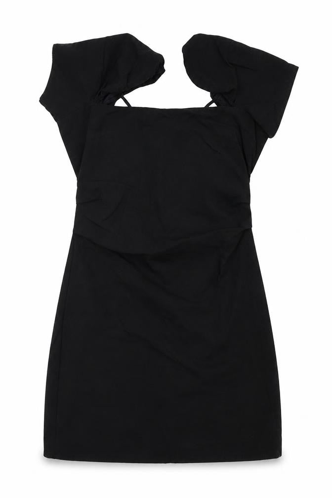 Zara Womens Black Linen Mini Size S Square Neck Zip