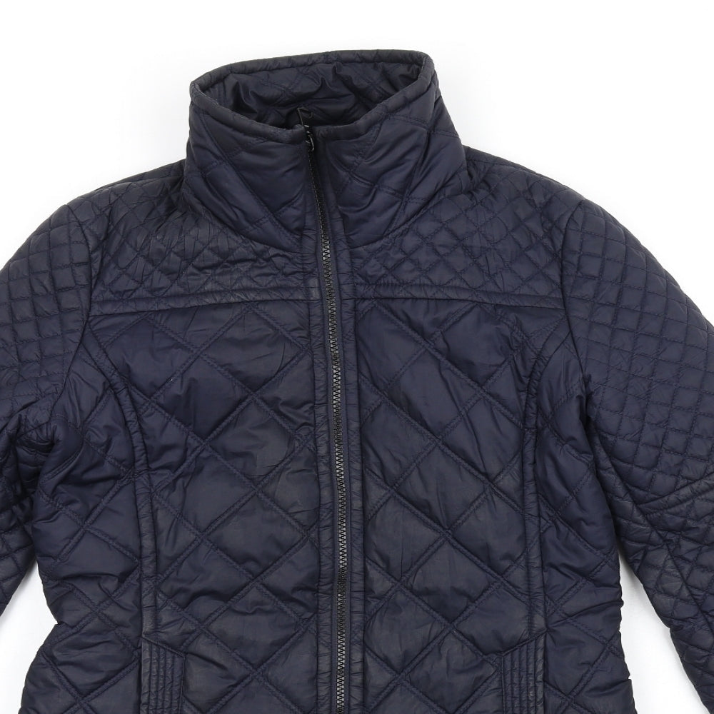 Marc New York Womens Blue Quilted Coat Size S Zip