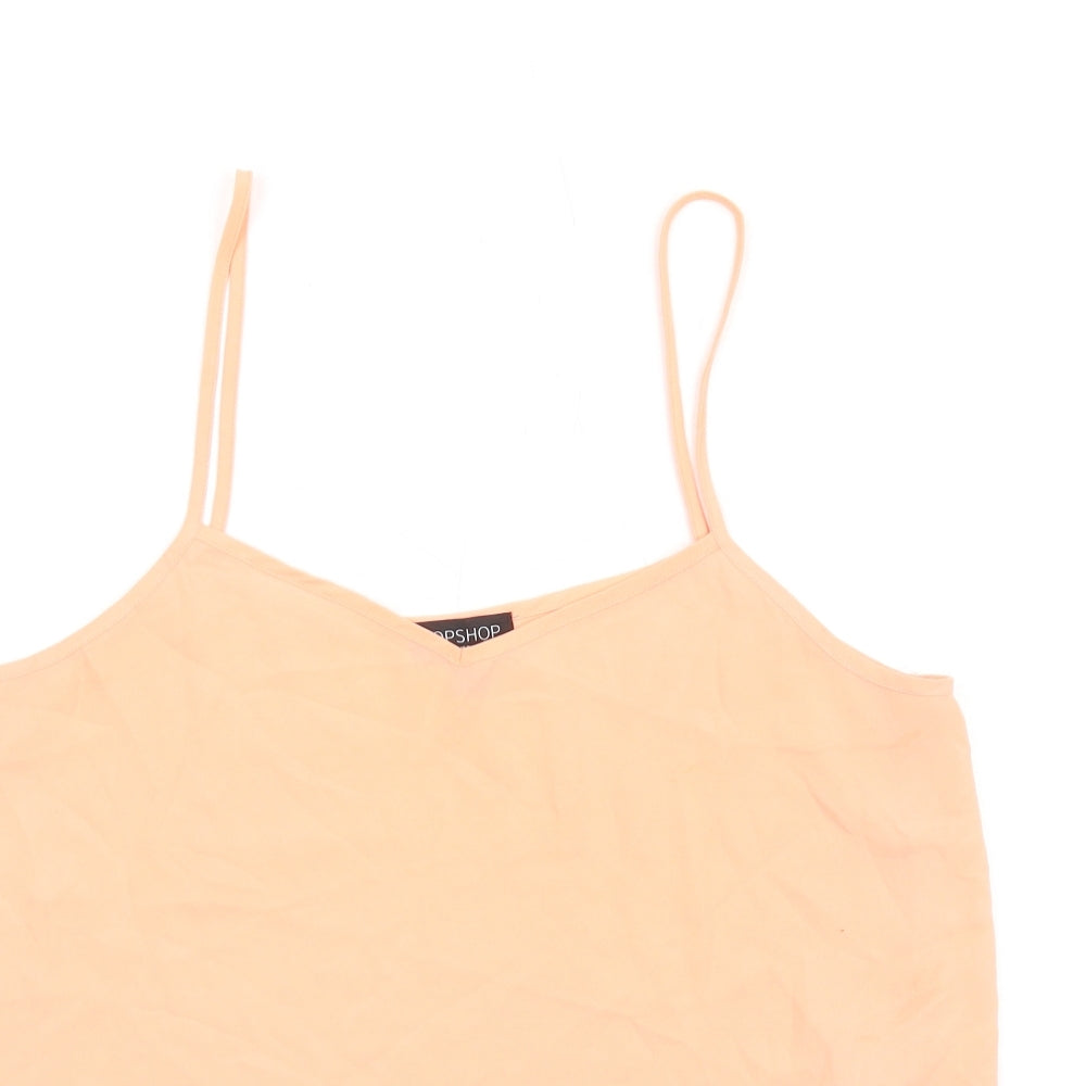 Topshop Womens Orange Polyester Camisole T-Shirt Size 12 V-Neck