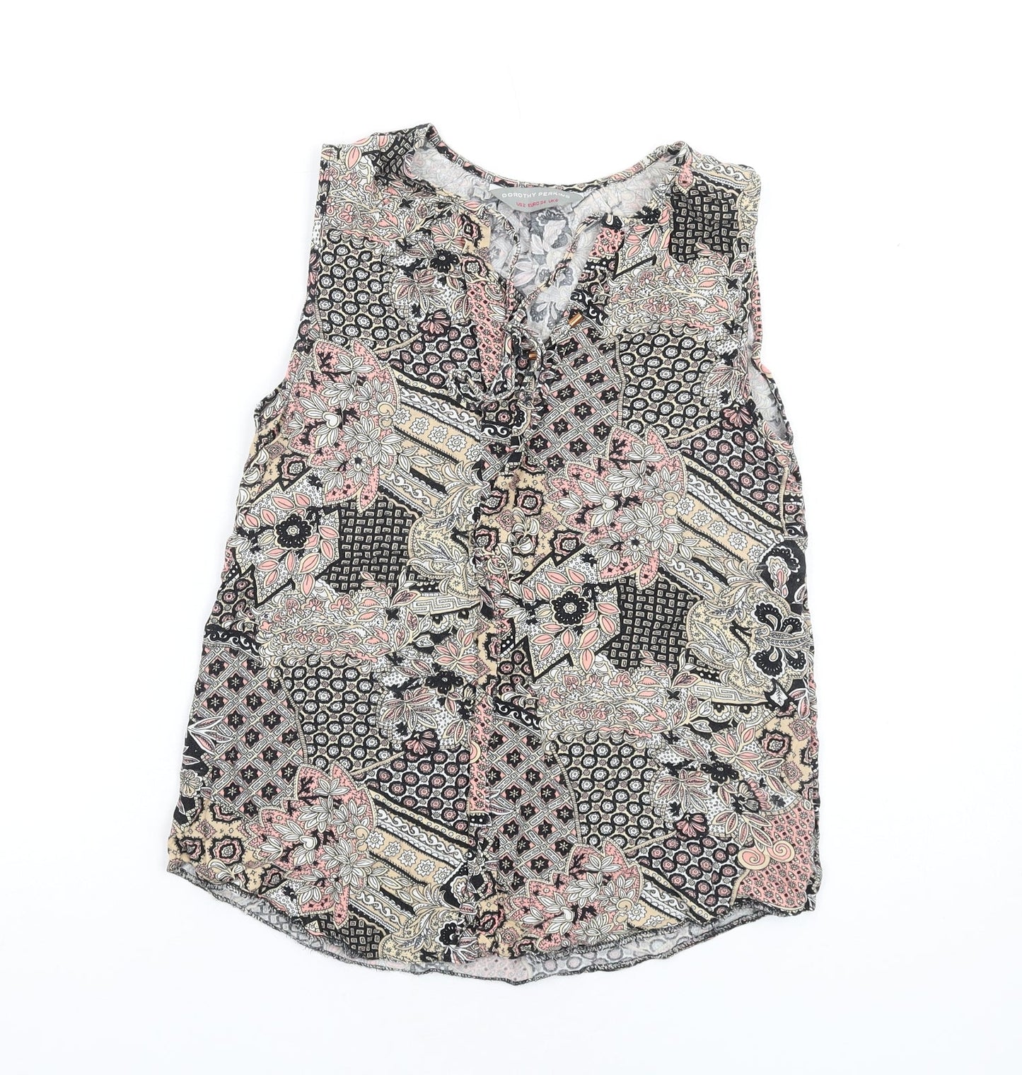Dorothy Perkins Womens Multicoloured Geometric Viscose Basic Tank Size 6 V-Neck