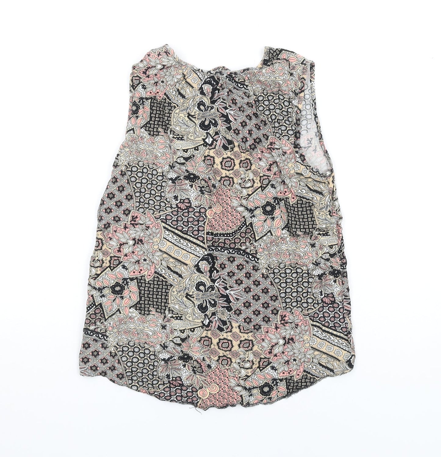 Dorothy Perkins Womens Multicoloured Geometric Viscose Basic Tank Size 6 V-Neck