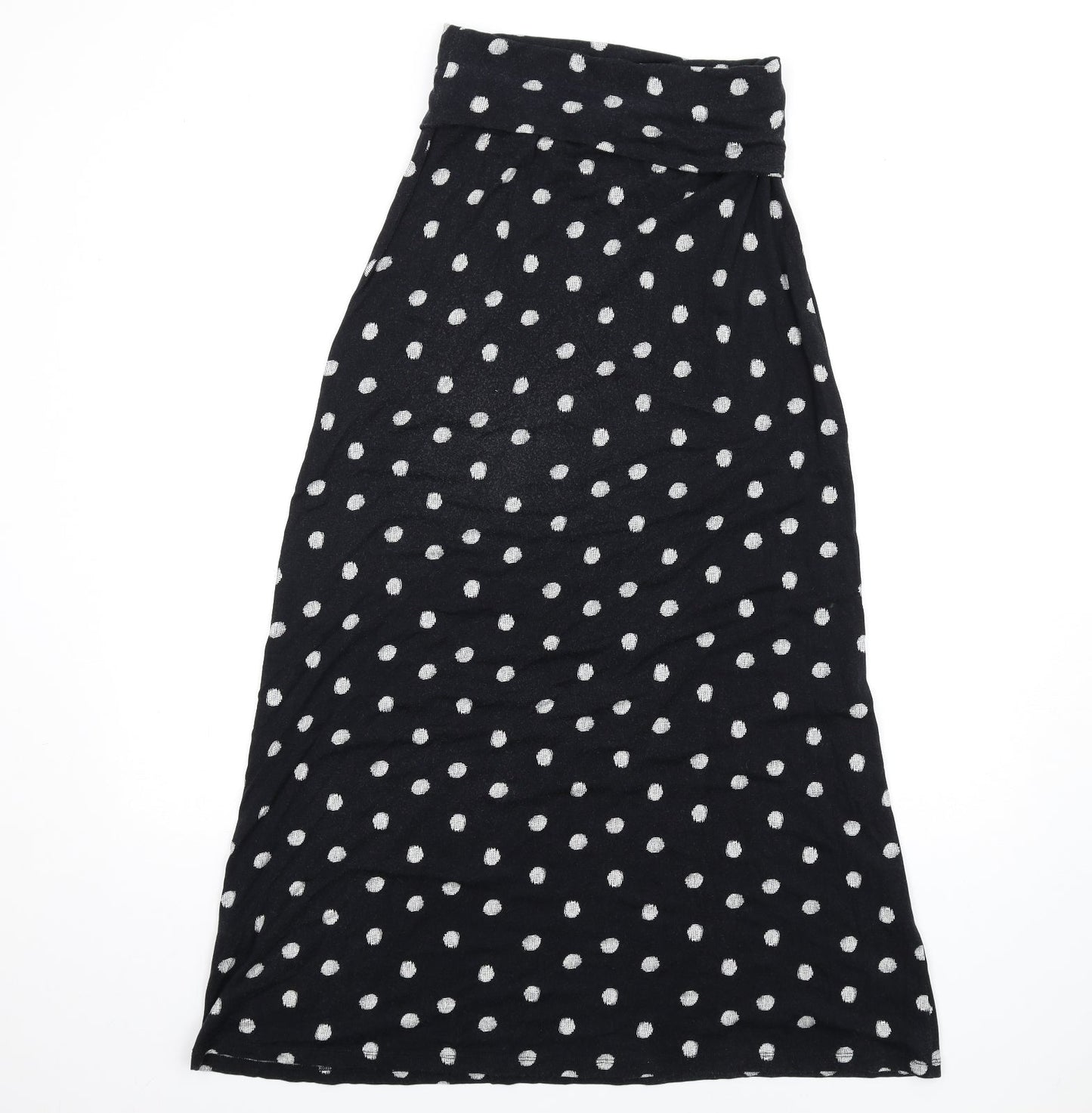 Adrienne Vittadini Womens Black Polka Dot Viscose Maxi Skirt Size S