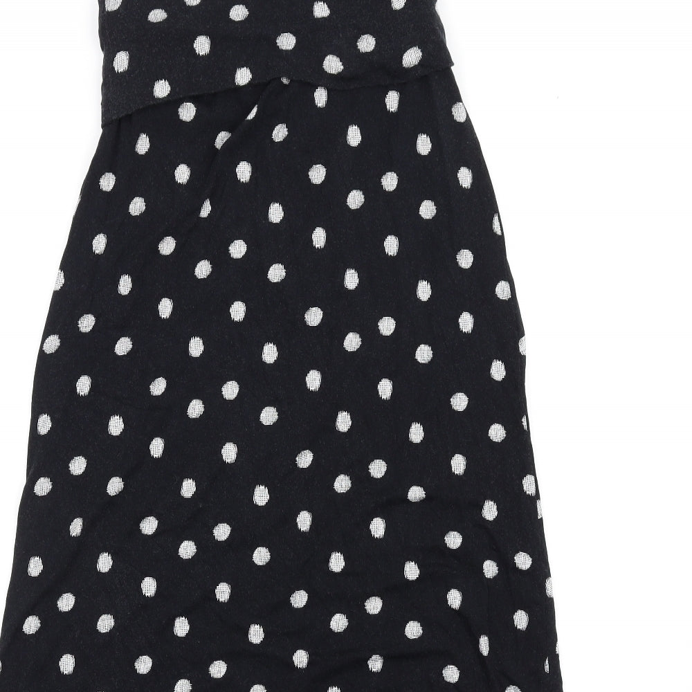 Adrienne Vittadini Womens Black Polka Dot Viscose Maxi Skirt Size S