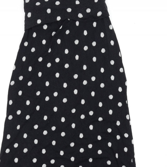 Adrienne Vittadini Womens Black Polka Dot Viscose Maxi Skirt Size S