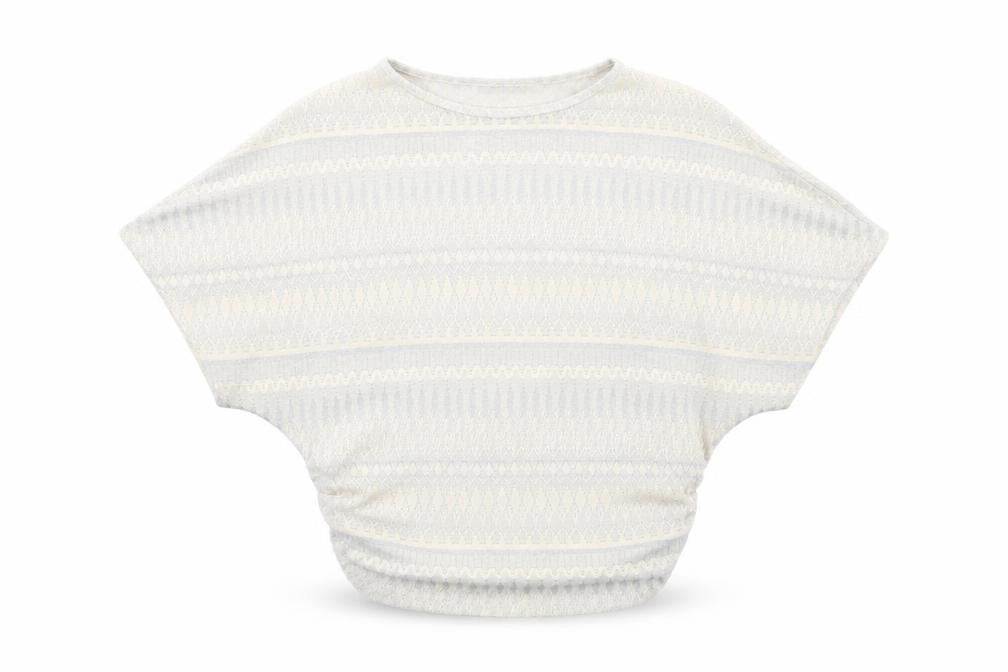 Oasis Womens Ivory Geometric Polyester Basic T-Shirt Size XS Round Neck
