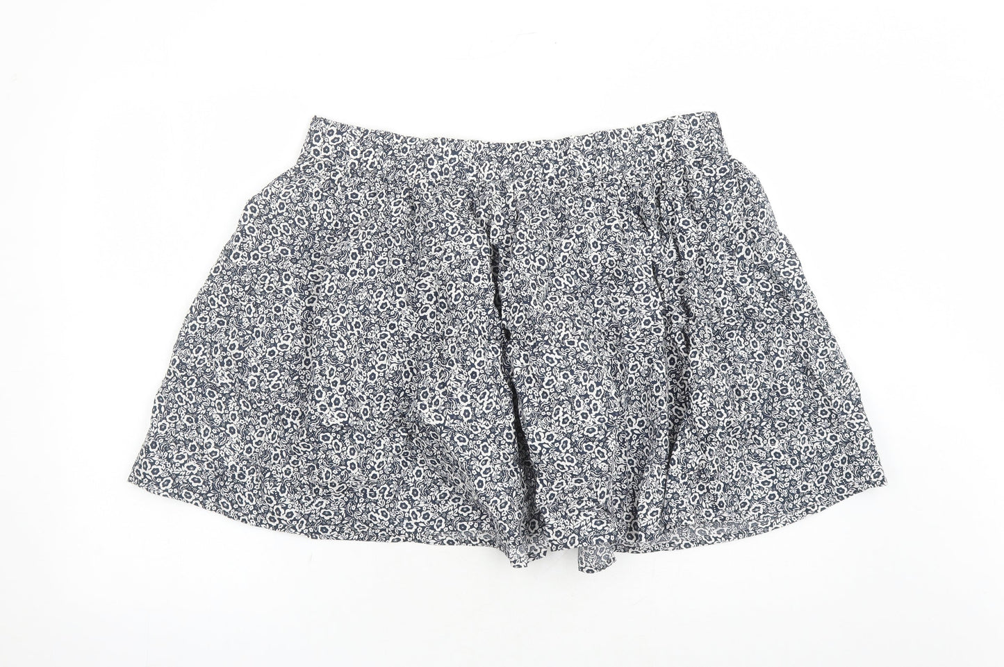 Marks and Spencer Womens Blue Floral Cotton Swing Skirt Size 18 - Elasticated Waist
