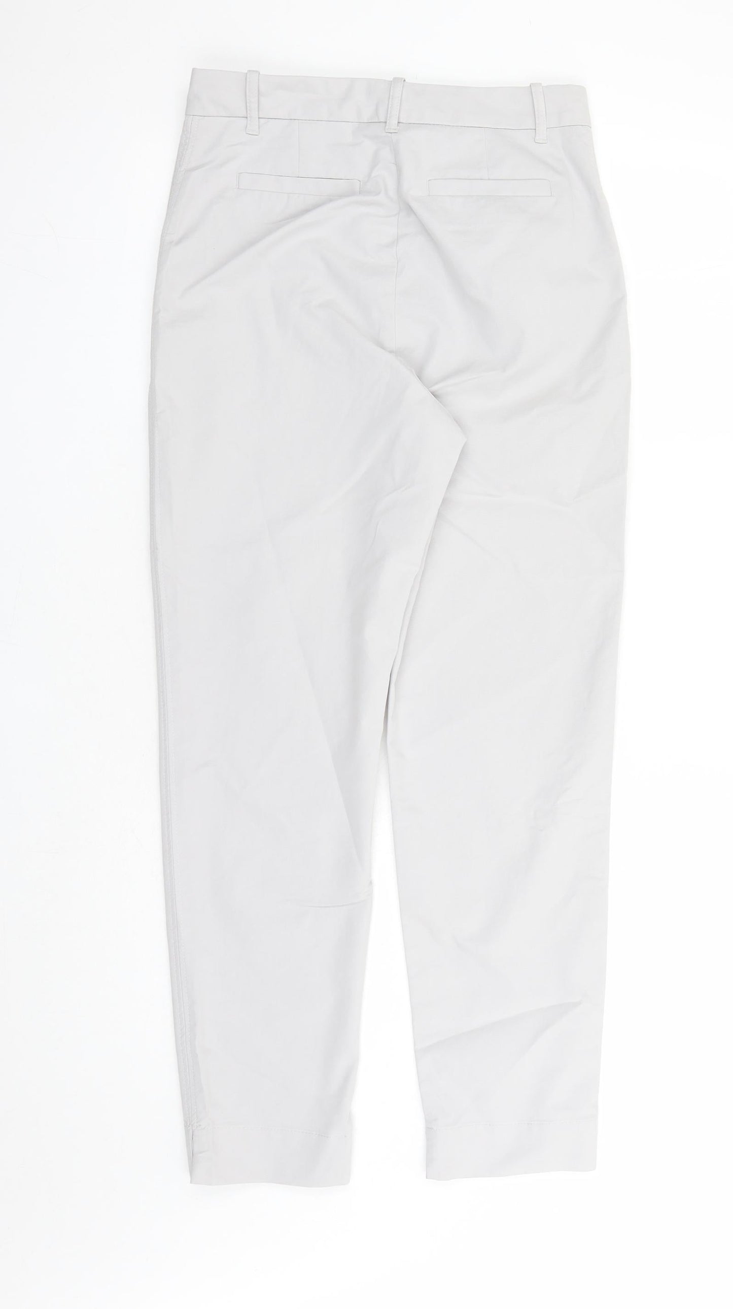 Marks and Spencer Womens Grey Cotton Chino Trousers Size 8 L30 in Regular Zip