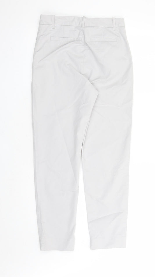Marks and Spencer Womens Grey Cotton Chino Trousers Size 8 L30 in Regular Zip