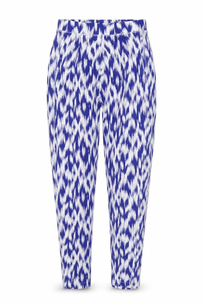 Marks and Spencer Womens Blue Geometric Viscose Carrot Leggings Size 8 L28 in