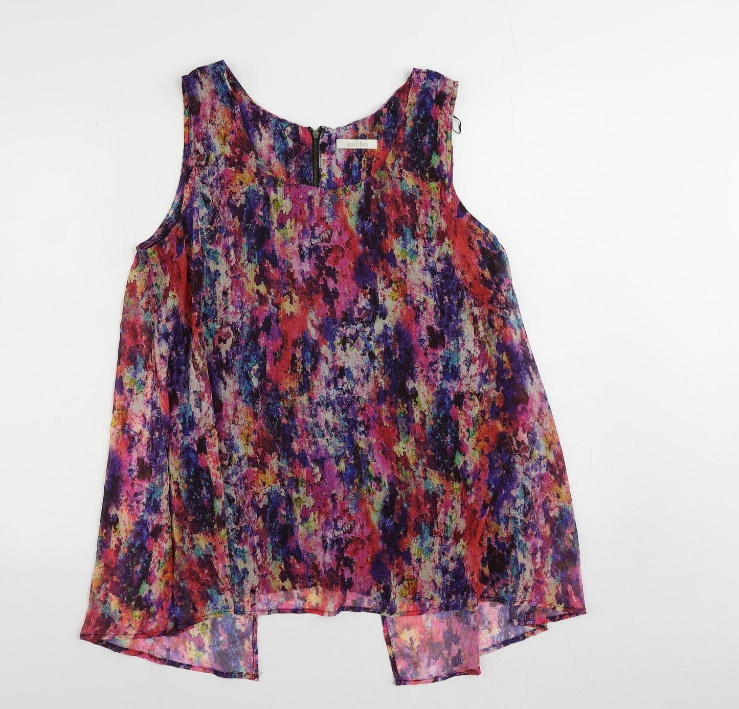 Kaliko Womens Multicoloured Geometric Polyester Basic Tank Size 12 Boat Neck