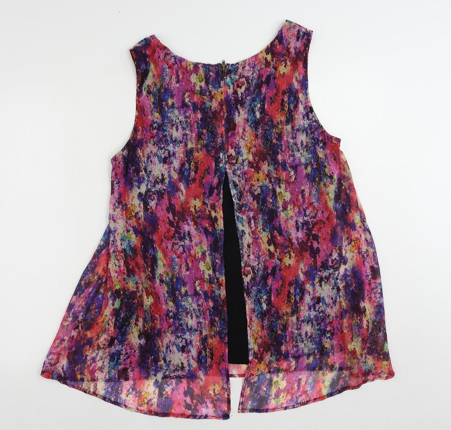 Kaliko Womens Multicoloured Geometric Polyester Basic Tank Size 12 Boat Neck