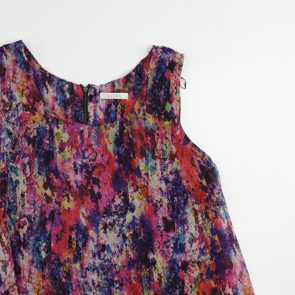 Kaliko Womens Multicoloured Geometric Polyester Basic Tank Size 12 Boat Neck
