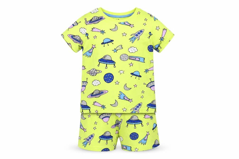 Marks and Spencer Baby Yellow Geometric Cotton Set Pyjama Set Size 18-24 Months Pullover - Space Print