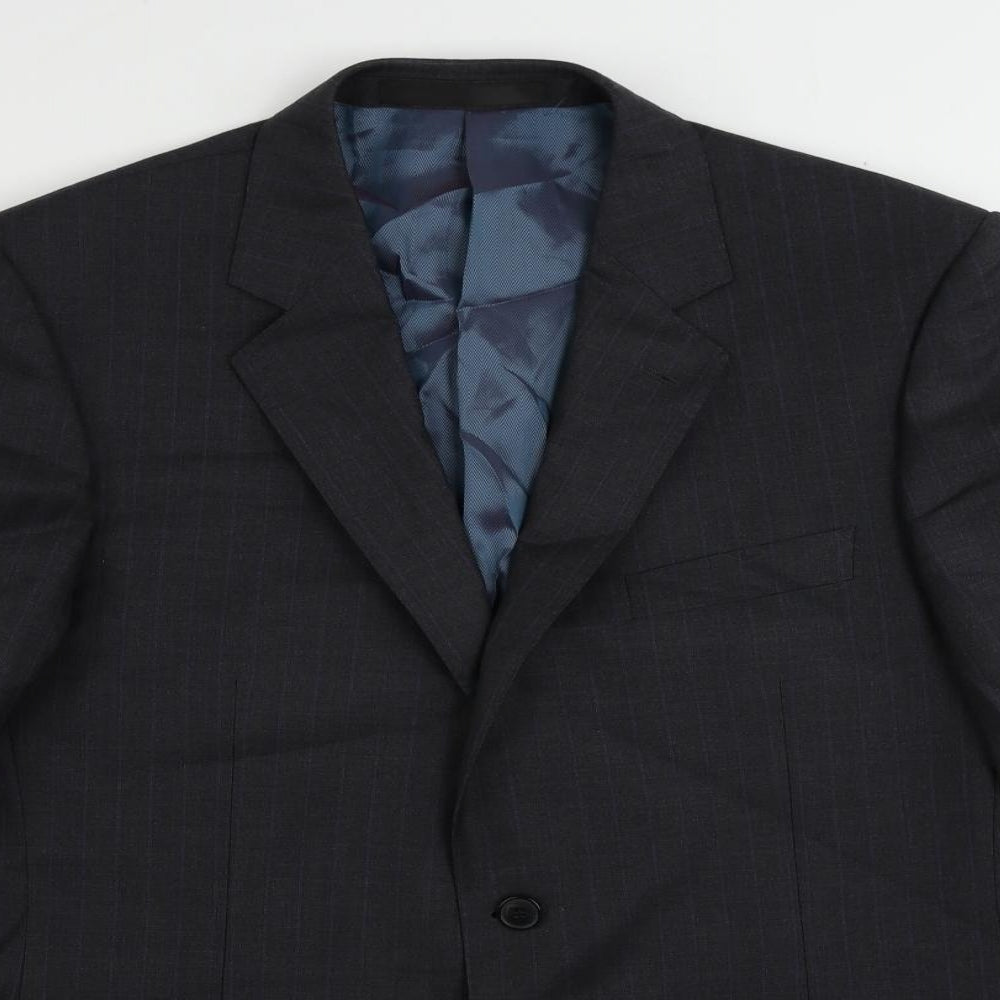 Marks and Spencer Mens Grey Striped Wool Jacket Suit Jacket Size 42 Regular