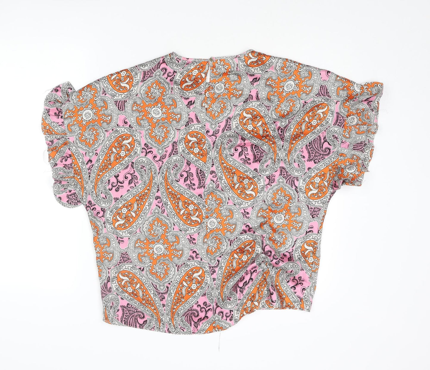 River Island Womens Multicoloured Paisley Polyester Basic Blouse Size S Round Neck