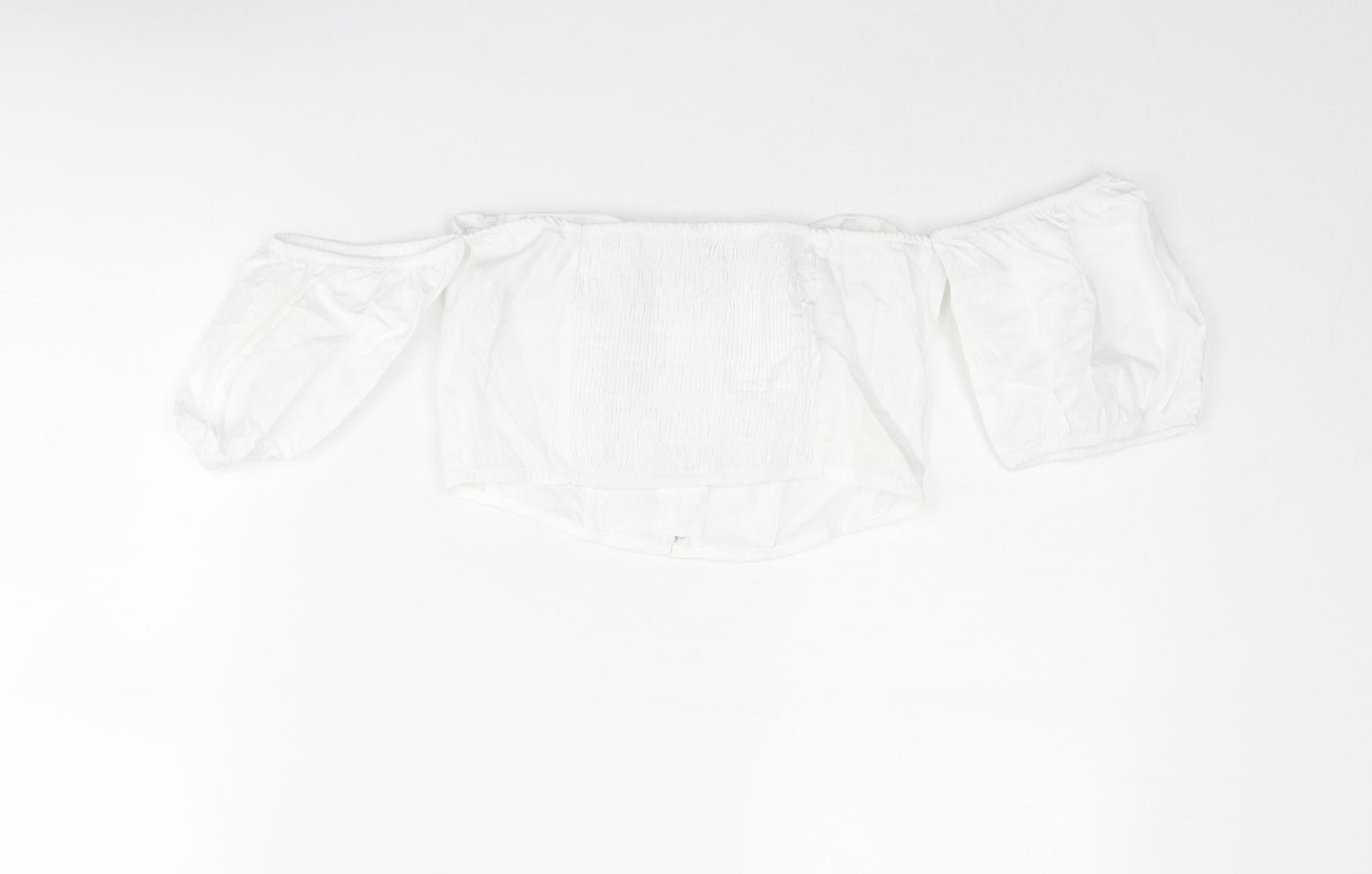 Stradivarius Womens White Cotton Cropped Blouse Size S Off the Shoulder - Corset