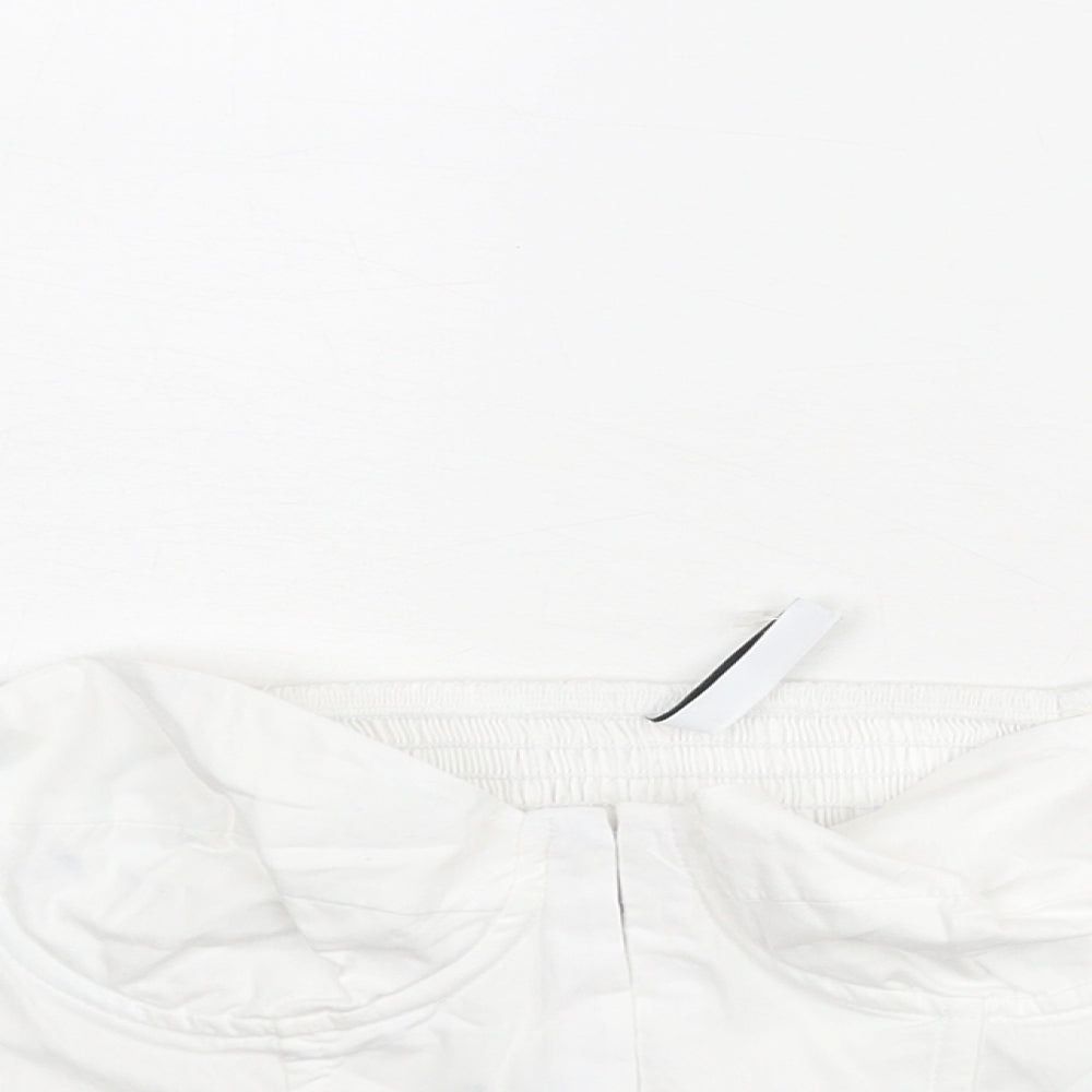 Stradivarius Womens White Cotton Cropped Blouse Size S Off the Shoulder - Corset