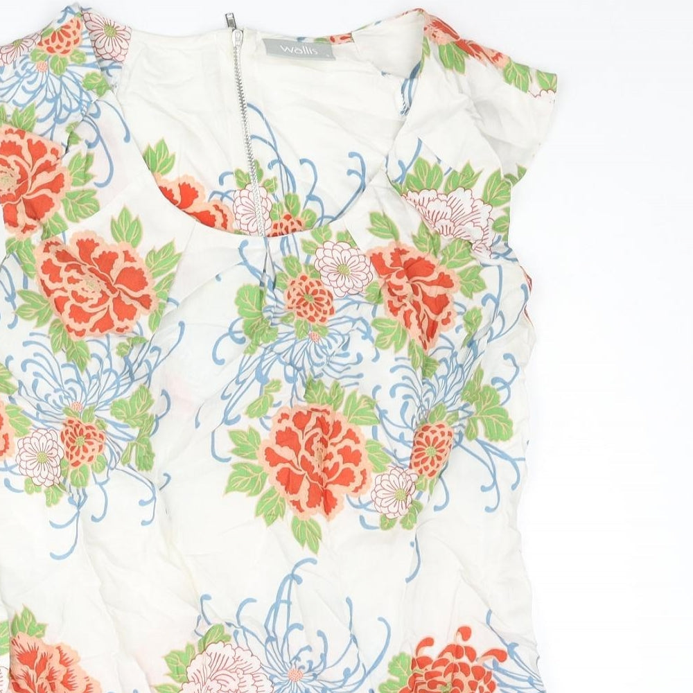 Wallis Womens Multicoloured Floral Viscose Basic Blouse Size S Scoop Neck