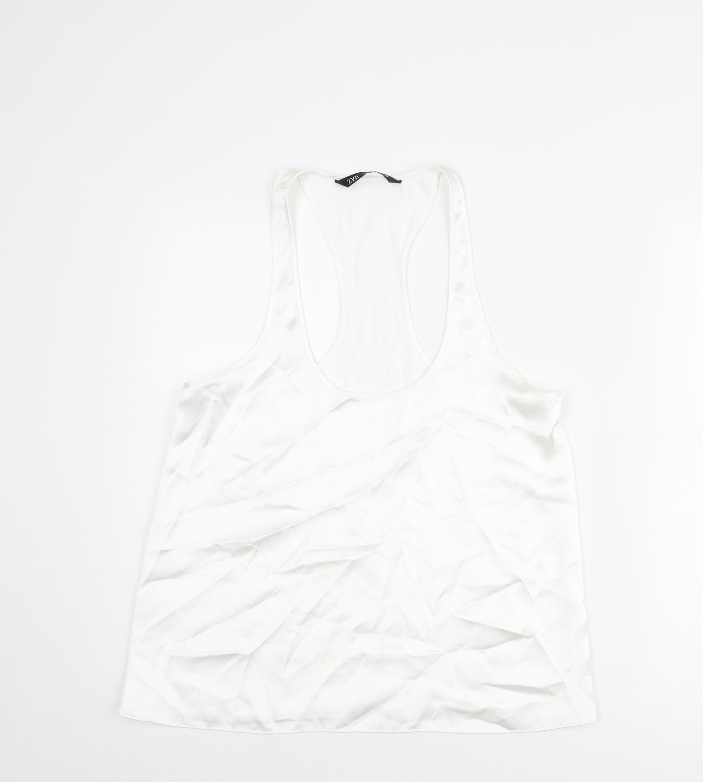 Zara Womens White Polyester Camisole Blouse Size M Scoop Neck
