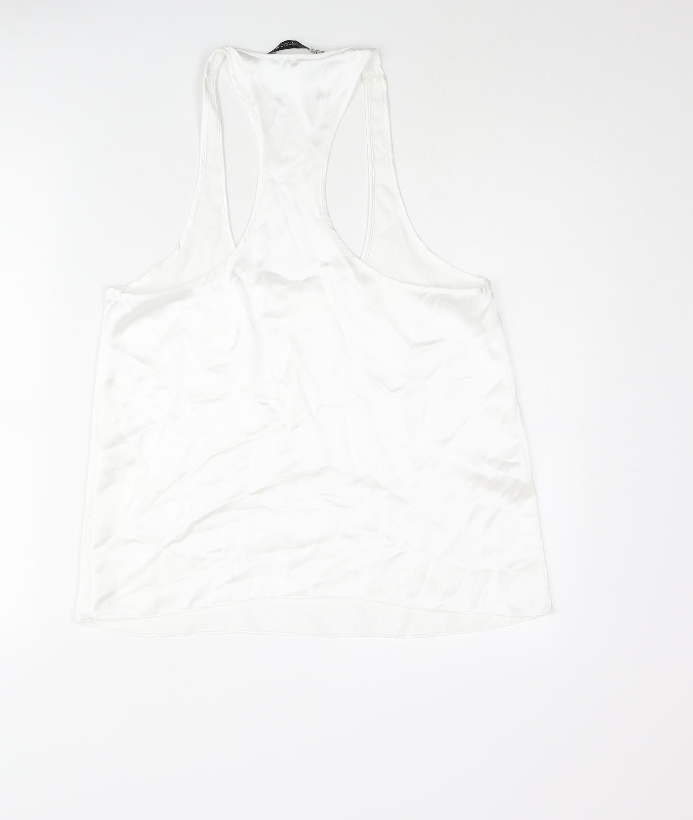 Zara Womens White Polyester Camisole Blouse Size M Scoop Neck