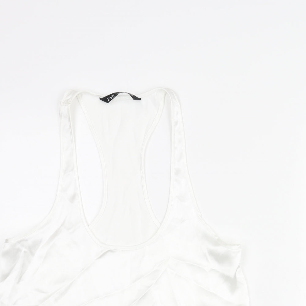 Zara Womens White Polyester Camisole Blouse Size M Scoop Neck
