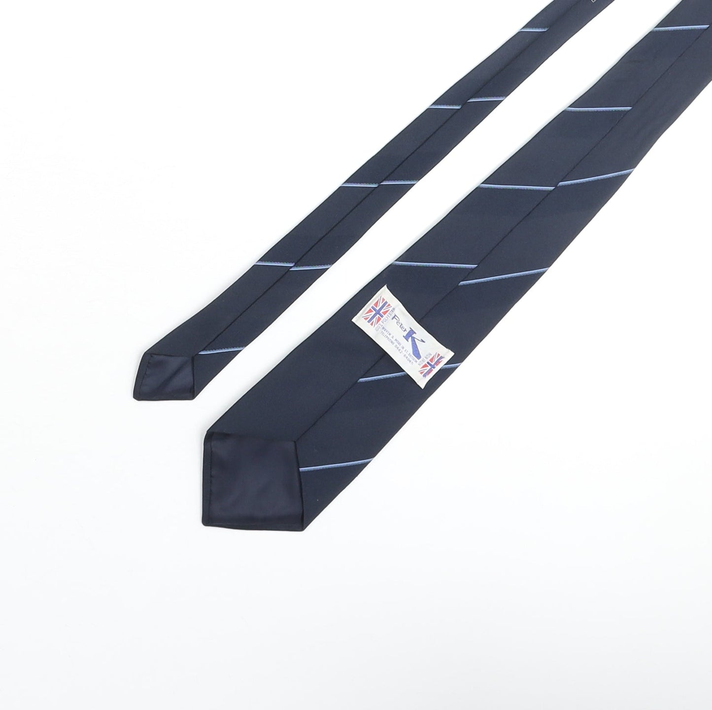 Peter K Mens Blue Striped Polyester Pointed Tie One Size - Phillips Logo