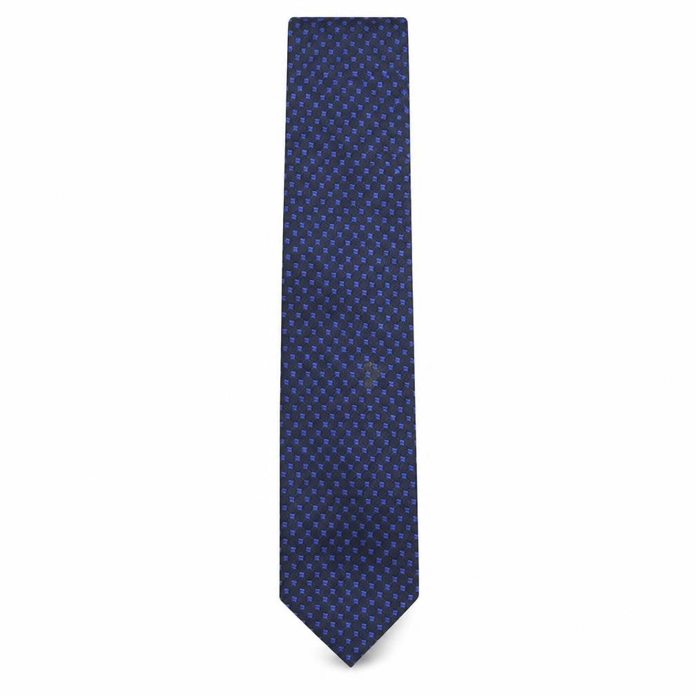 John Curtis Mens Blue Plaids & Checks Polyester Pointed Tie One Size