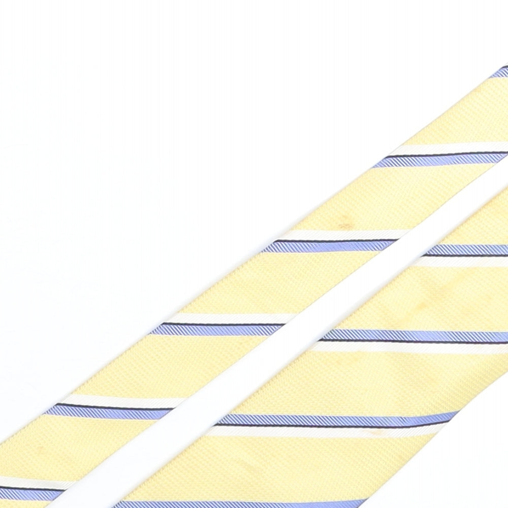 Zazzi Mens Yellow Striped Silk Pointed Tie One Size