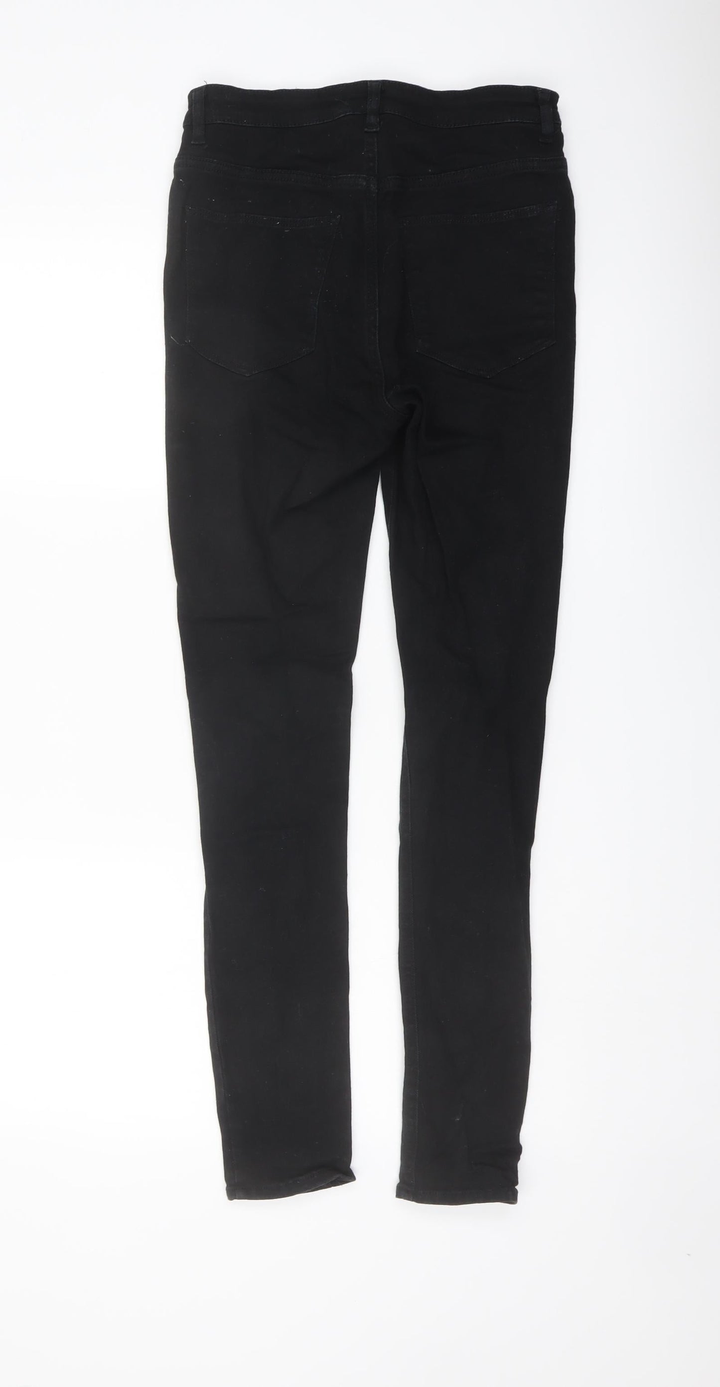 H&M Womens Black Cotton Skinny Jeans Size 8 L28 in Regular Button